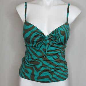 Victoria’s Secret Brown Green Zebra Print Tankini Top Y2K Beach 34C M